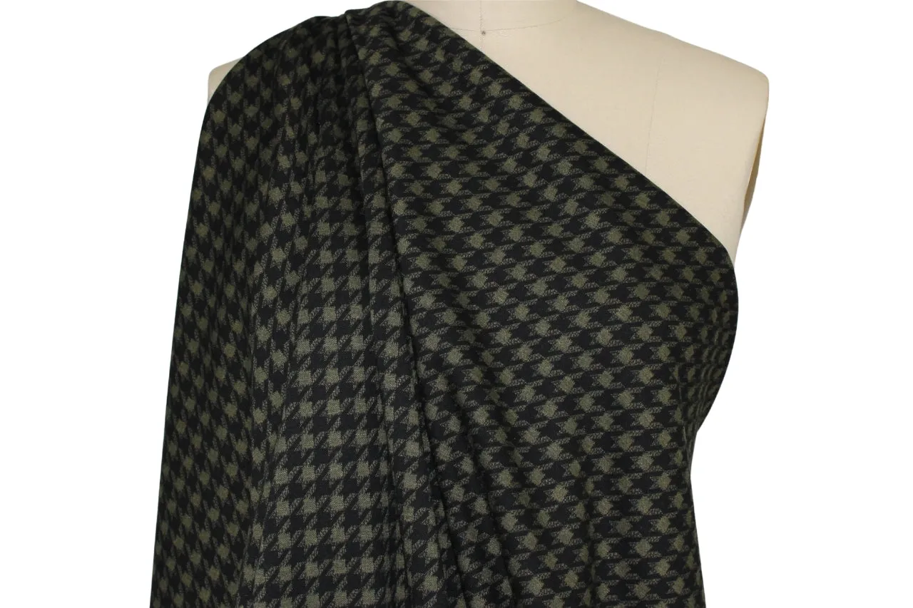 1 3/4 yards of Houndstooth Ponte Knit - Olive/Black