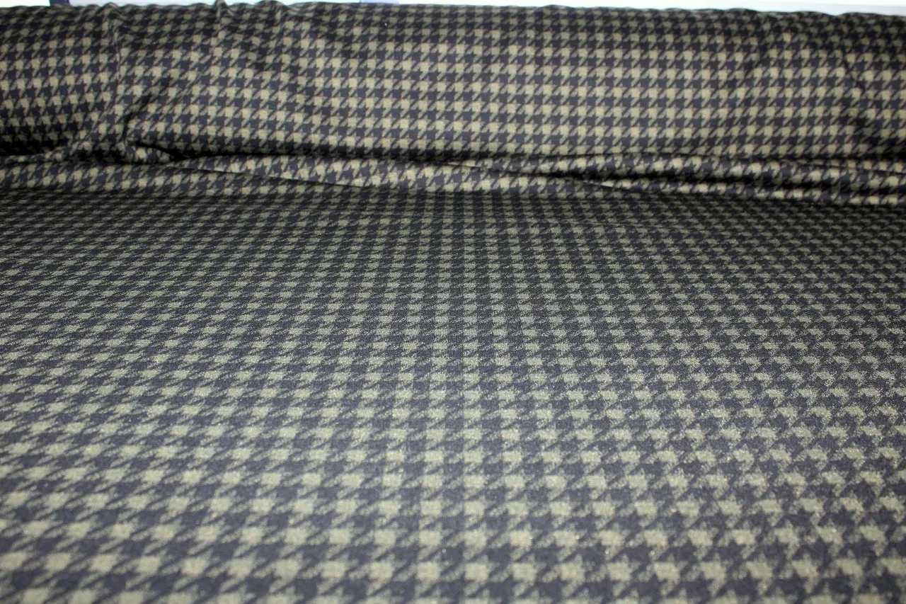 1 3/4 yards of Houndstooth Ponte Knit - Olive/Black