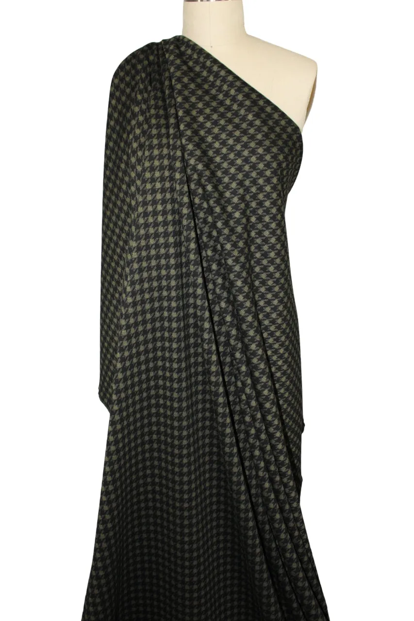 1 3/4 yards of Houndstooth Ponte Knit - Olive/Black