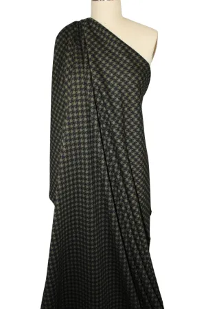 1 3/4 yards of Houndstooth Ponte Knit - Olive/Black