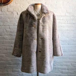 90s Vintage Chic Minimalist Vegan Fur Coat Mob Wife Plush Boho Penny Lane Jacket