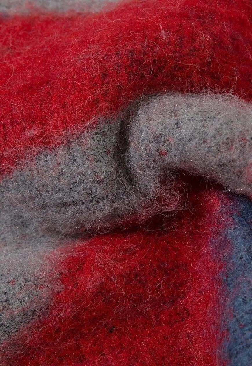 Abstract fuzzy sweater knitted fluffy 80s inspired jumper