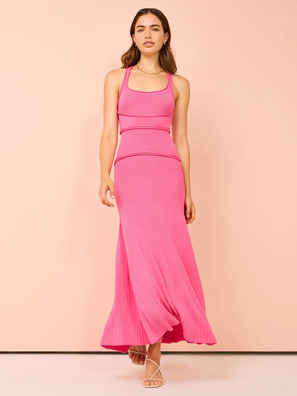 Acler Greenwood Midi Dress in Peony Pink