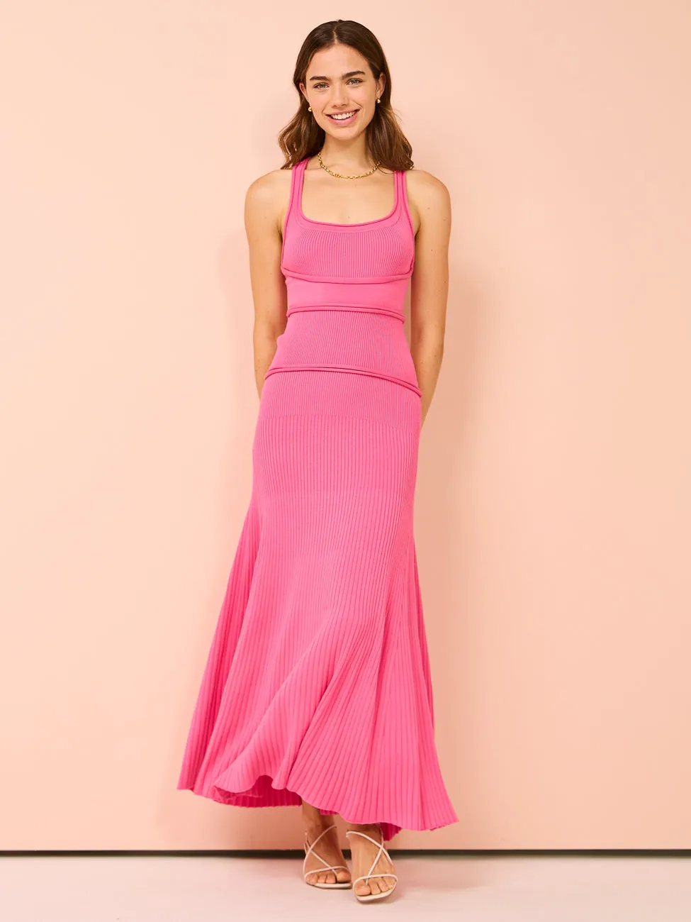 Acler Greenwood Midi Dress in Peony Pink