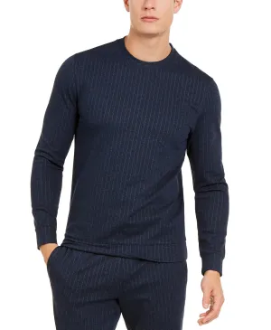 Alfani Men's Classic-Fit Stretch Stripe Knit Sweatshirt Navy