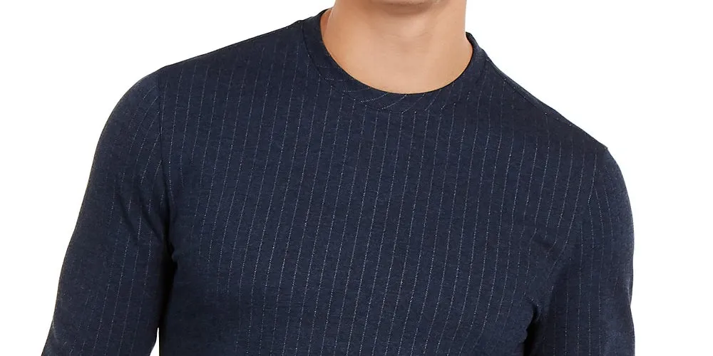 Alfani Men's Classic-Fit Stretch Stripe Knit Sweatshirt Navy