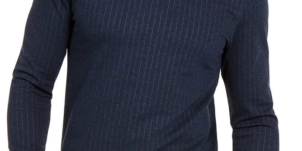 Alfani Men's Classic-Fit Stretch Stripe Knit Sweatshirt Navy