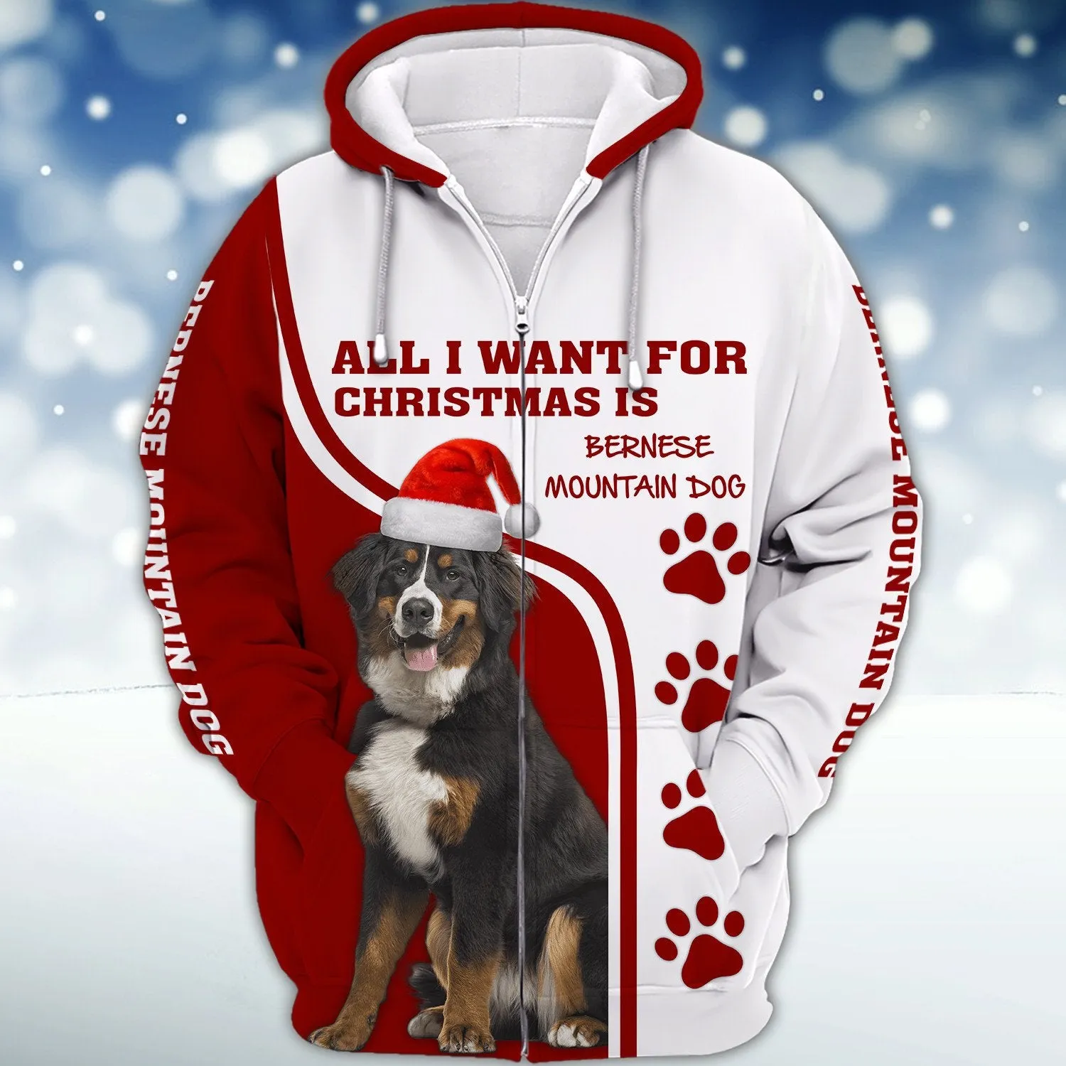 All I Want for Christmas Is Bernese Mountain Christmas 3D Full Print Sweatshirt Hoodie