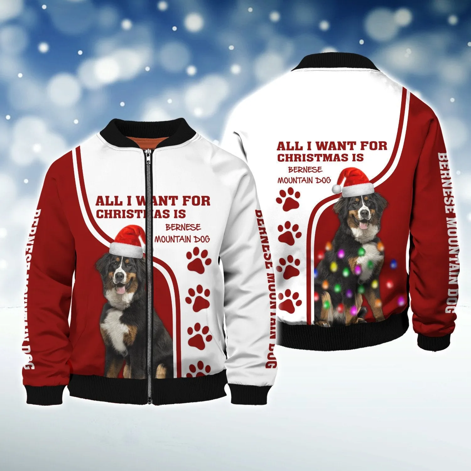 All I Want for Christmas Is Bernese Mountain Christmas 3D Full Print Sweatshirt Hoodie