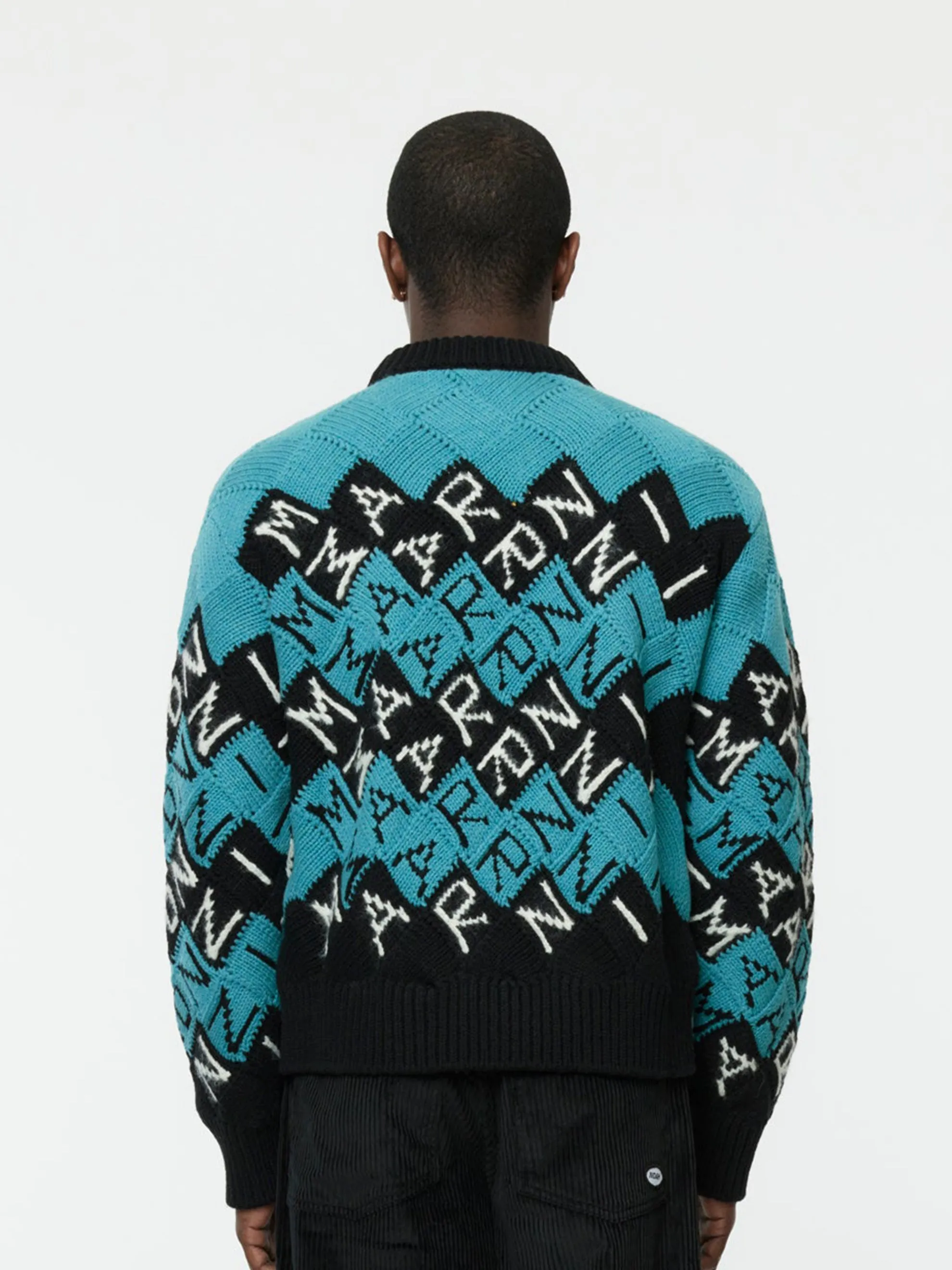 All Over Block Roundneck Sweater (Black)
