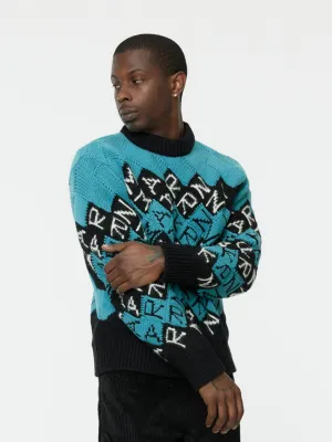 All Over Block Roundneck Sweater (Black)