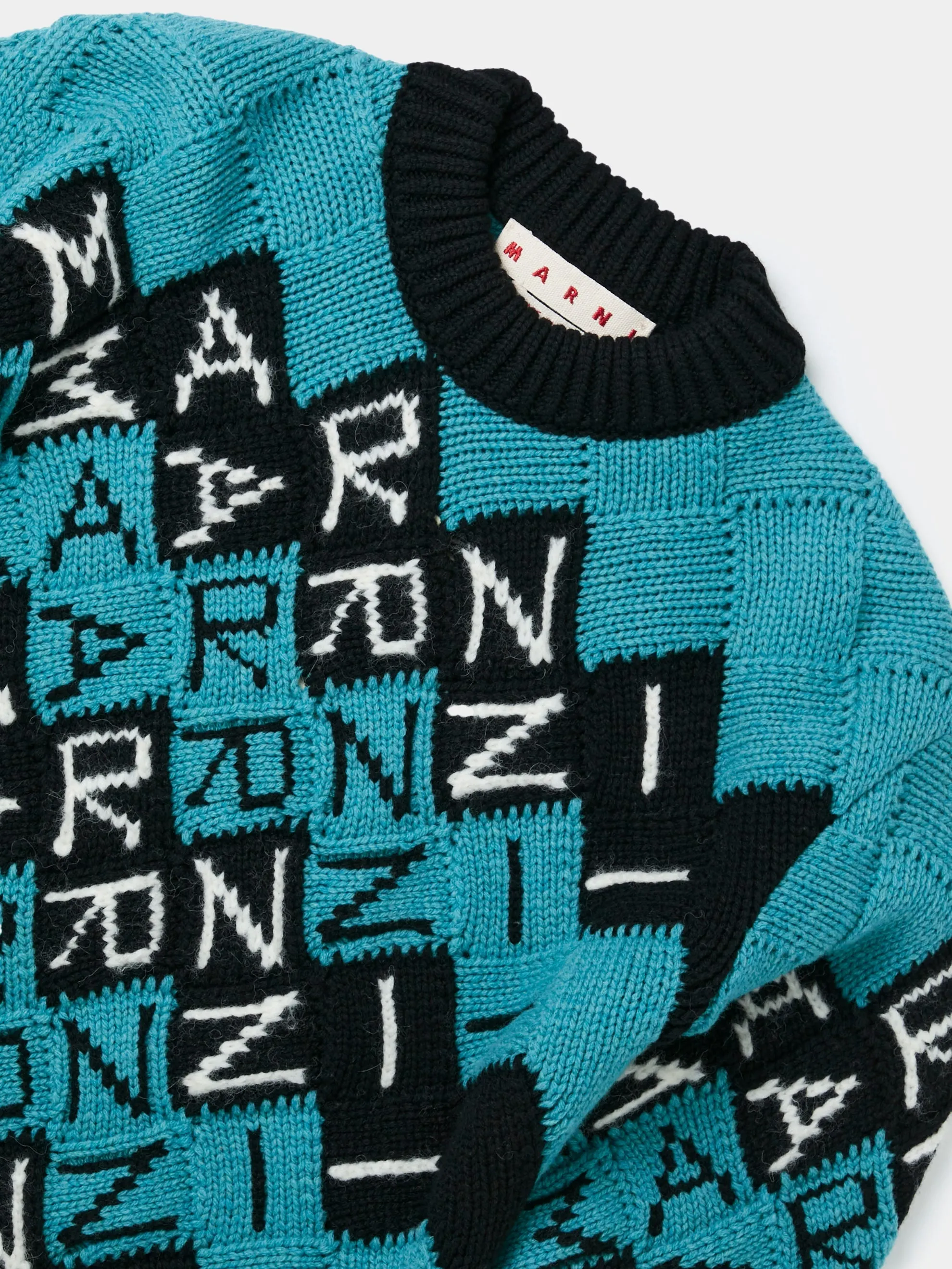 All Over Block Roundneck Sweater (Black)
