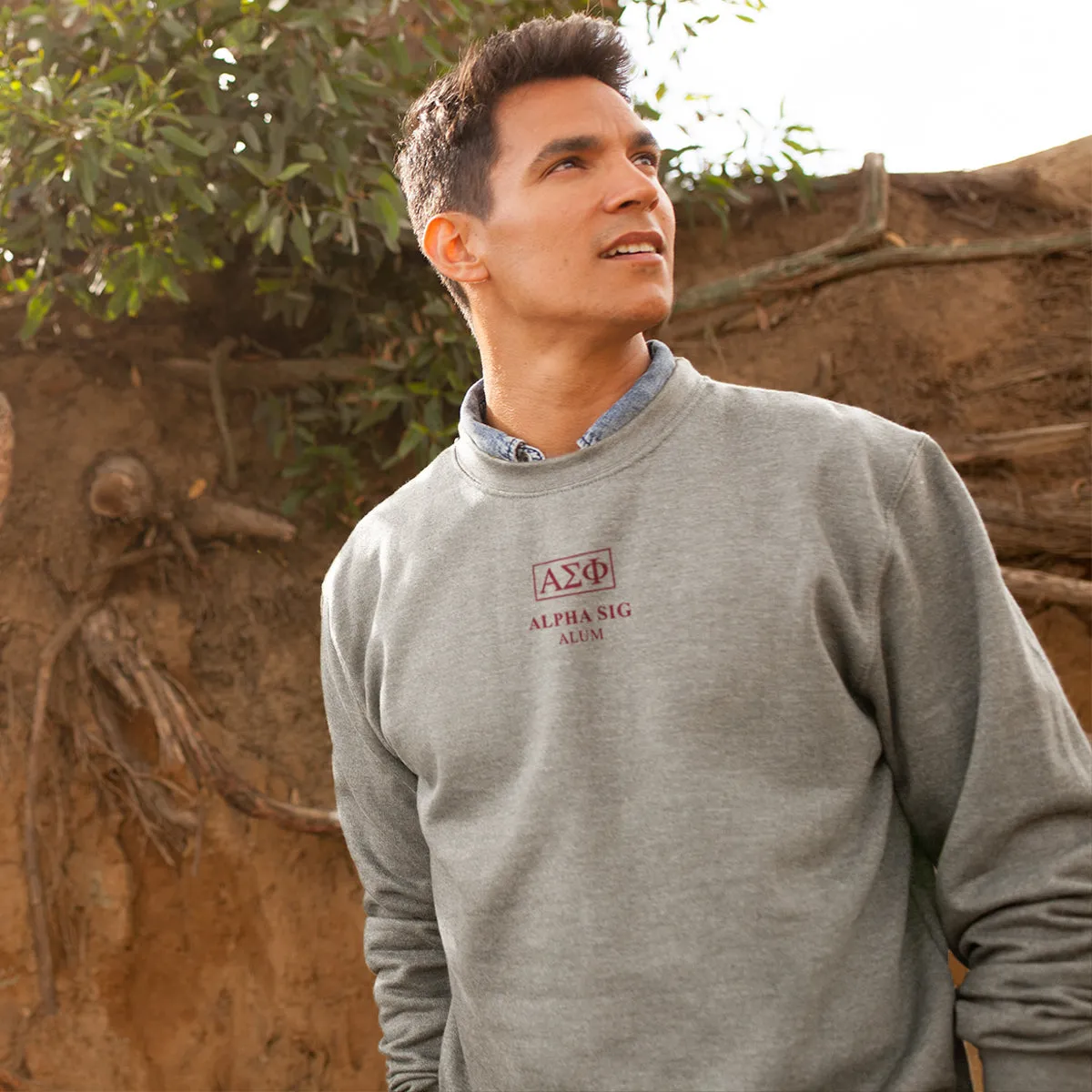 Alpha Sig Alumni Embroidered Greek letter Crewneck