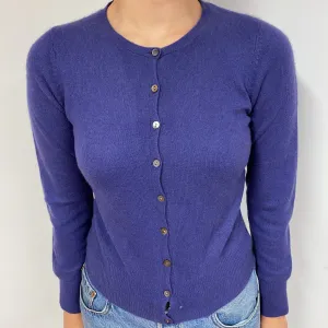 Amethyst Purple Cashmere Crew Neck Cardigan Small