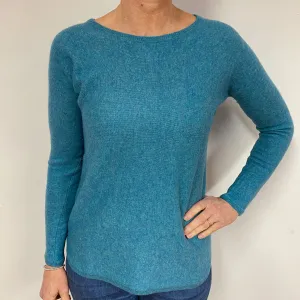 Aqua Blue Cashmere Crew Neck Jumper Medium