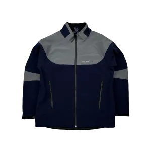 Arcteryx Navy Colour Block Soft Shell Thick Fleece Lined Zipped Jacket - Medium