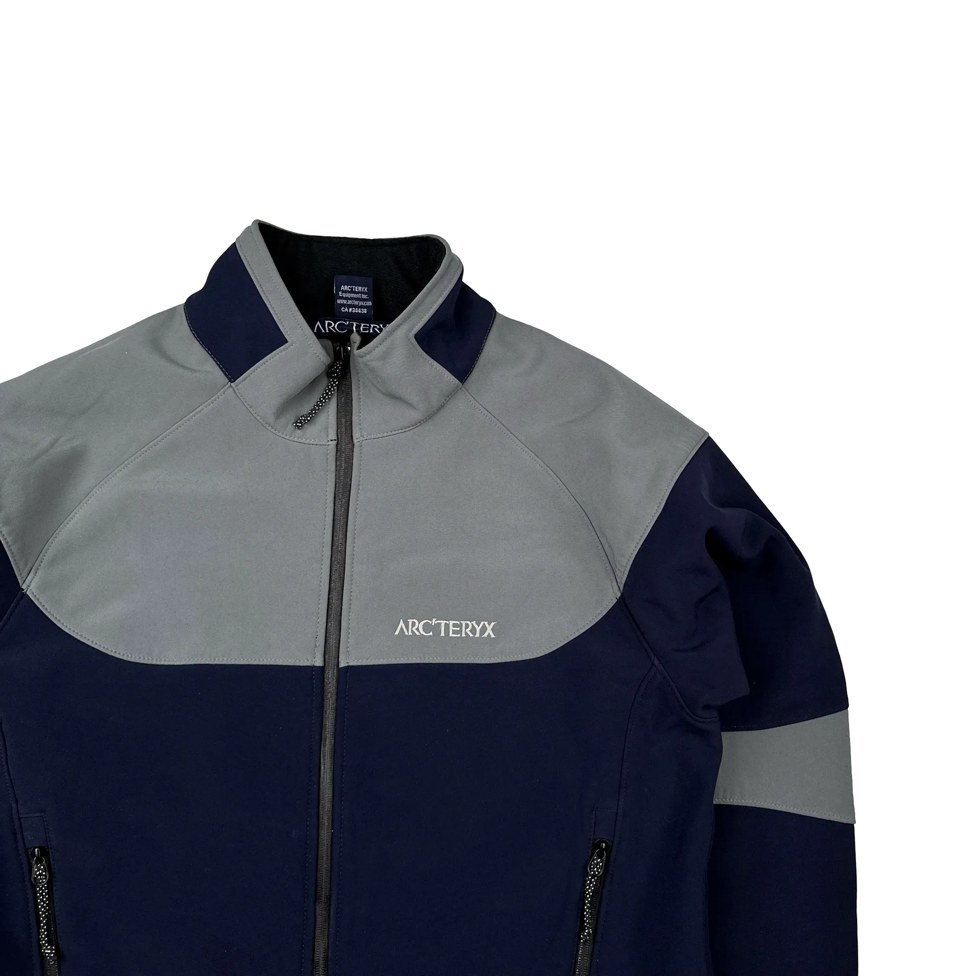 Arcteryx Navy Colour Block Soft Shell Thick Fleece Lined Zipped Jacket - Medium