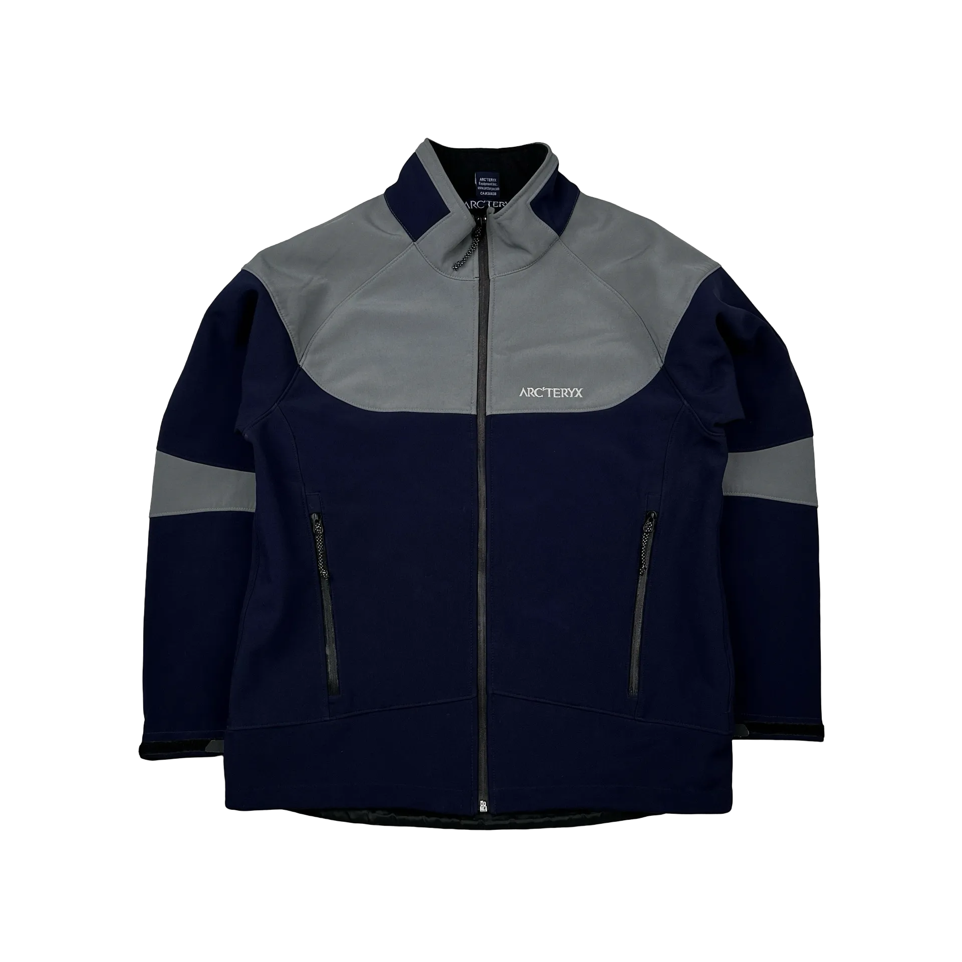 Arcteryx Navy Colour Block Soft Shell Thick Fleece Lined Zipped Jacket - Medium
