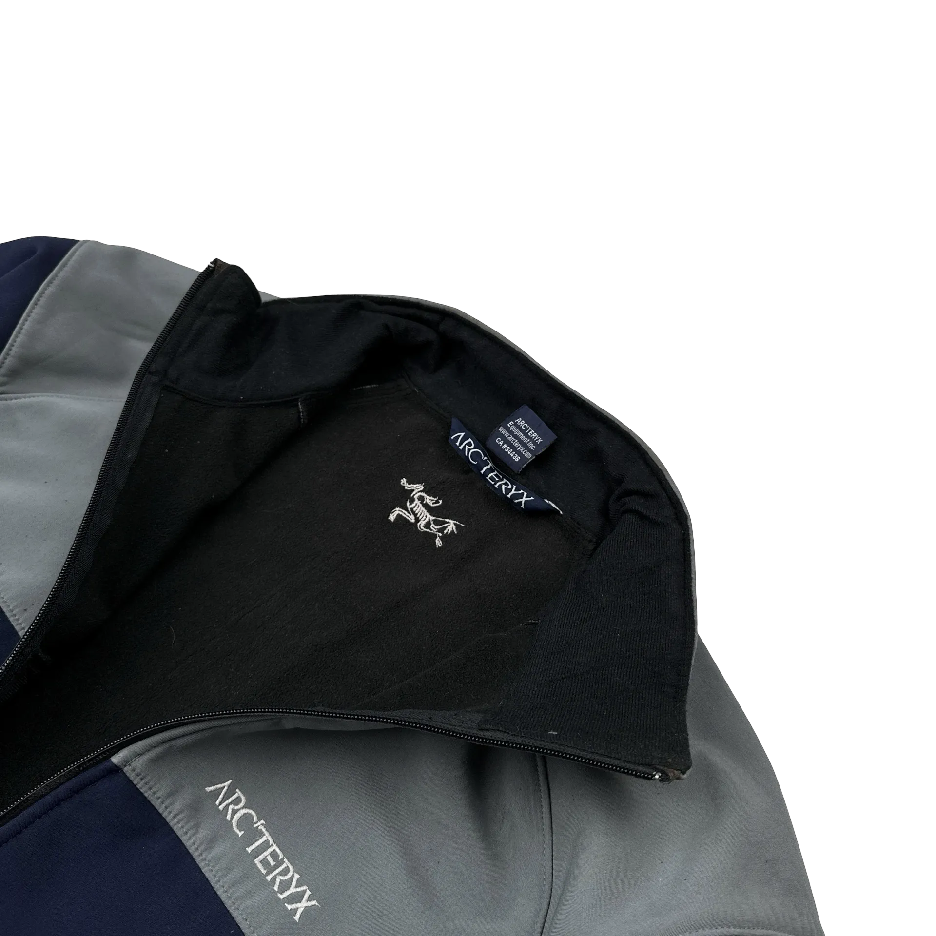 Arcteryx Navy Colour Block Soft Shell Thick Fleece Lined Zipped Jacket - Medium
