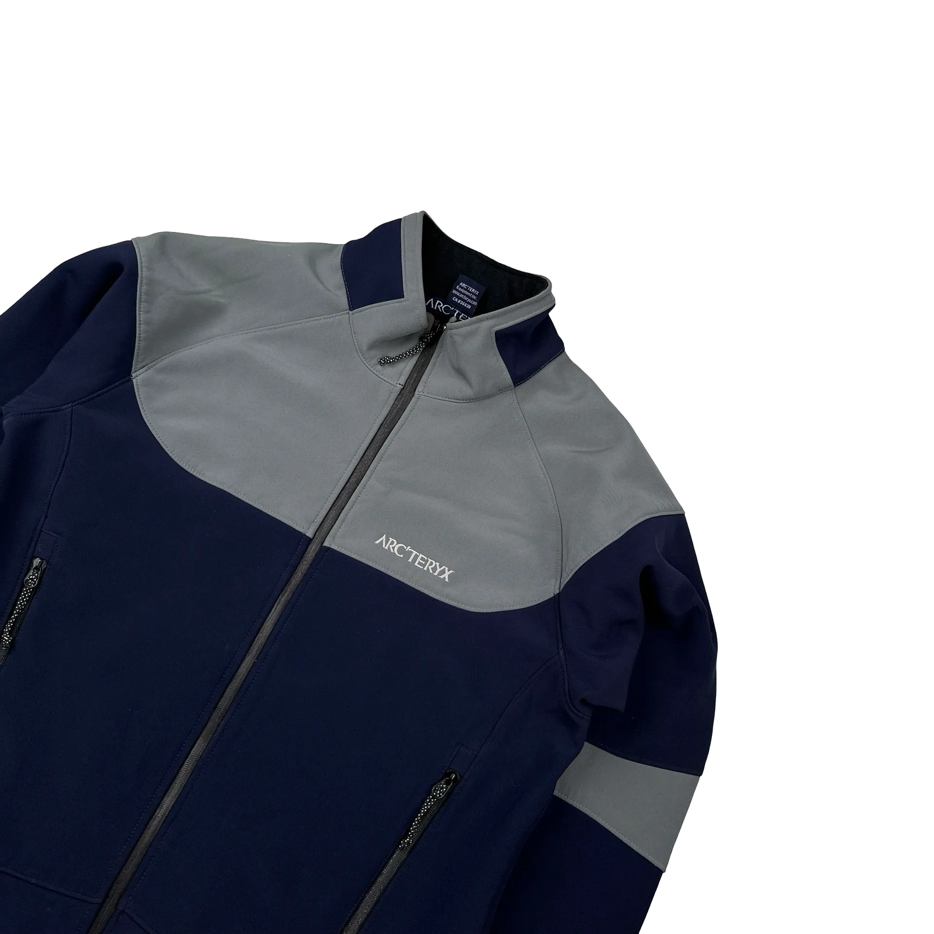 Arcteryx Navy Colour Block Soft Shell Thick Fleece Lined Zipped Jacket - Medium
