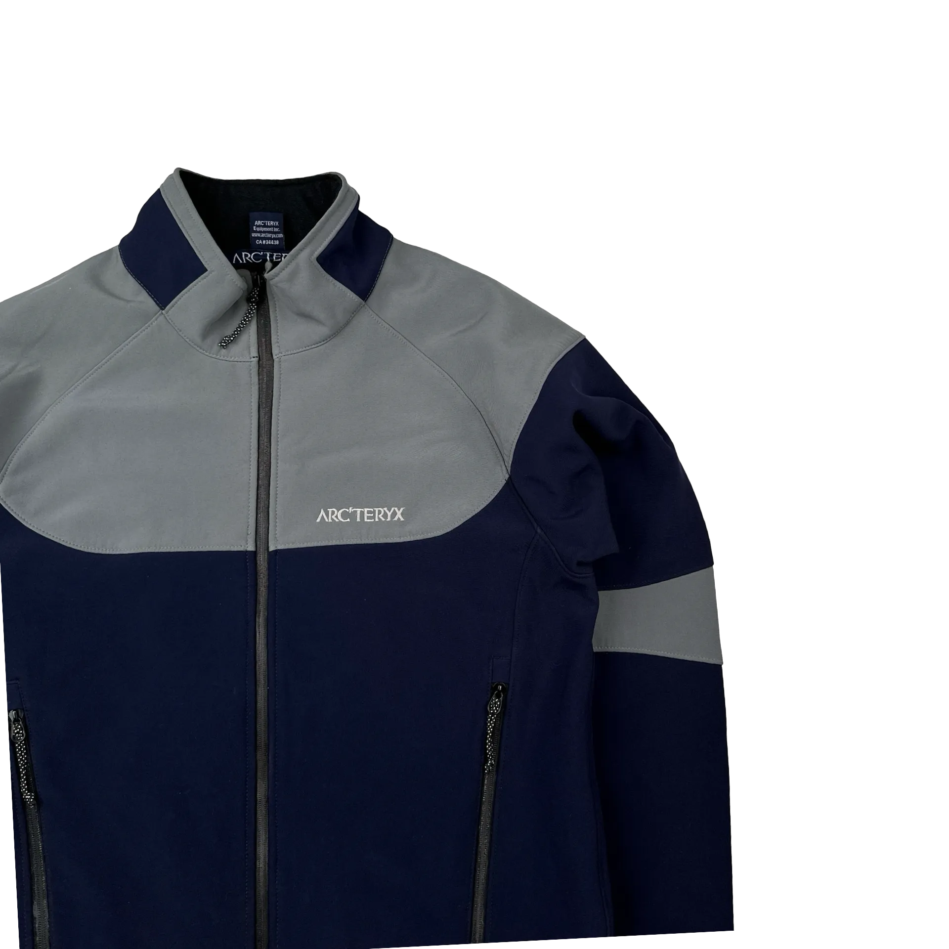 Arcteryx Navy Colour Block Soft Shell Thick Fleece Lined Zipped Jacket - Medium