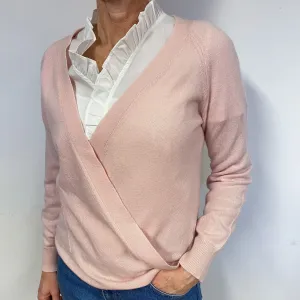 Baby Pink Mock Wrap Cashmere Cardigan Medium