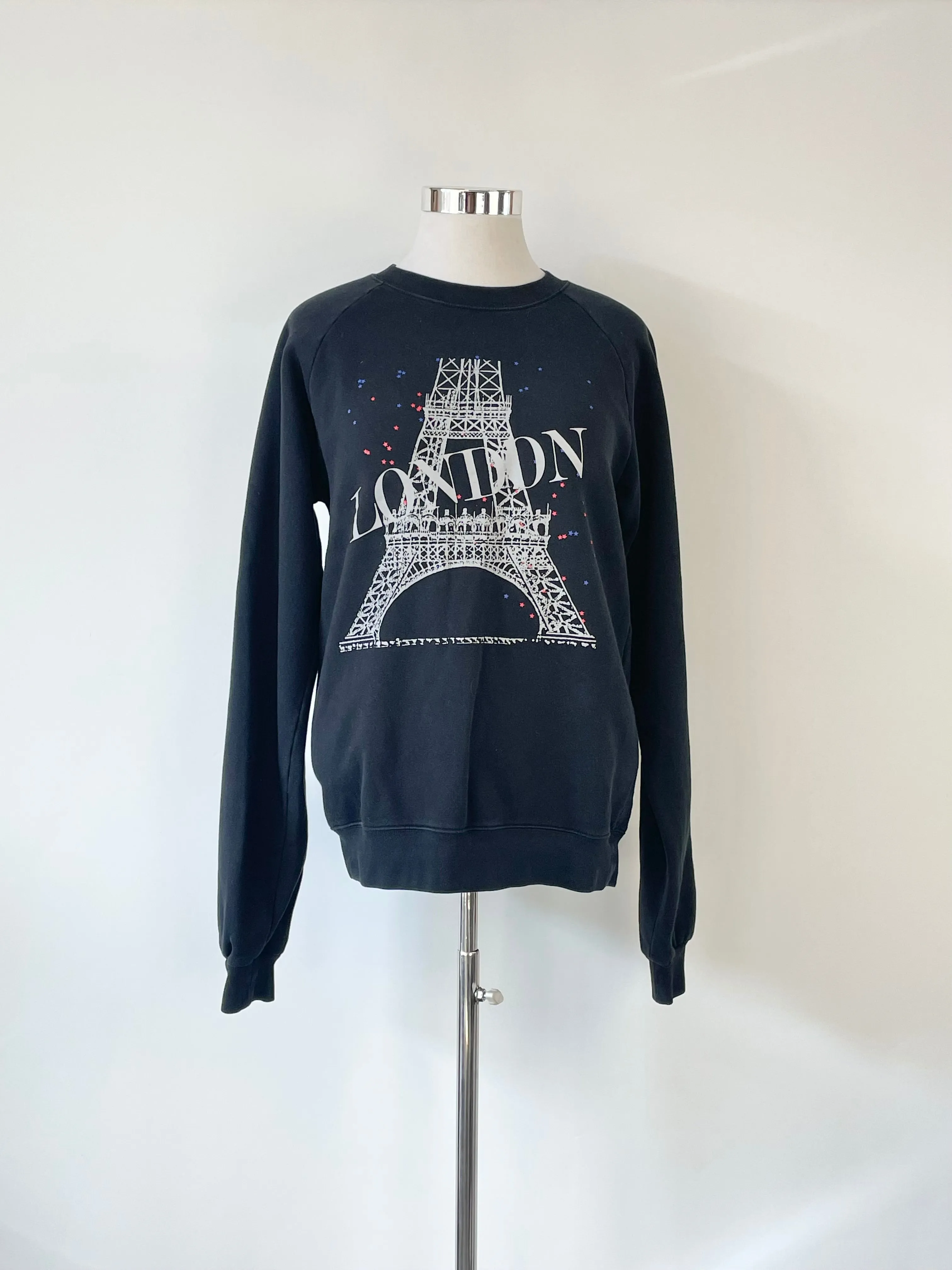 Balenciaga SS18 Black 'London Feel Fine 1969' Crew Neck Sweater - L