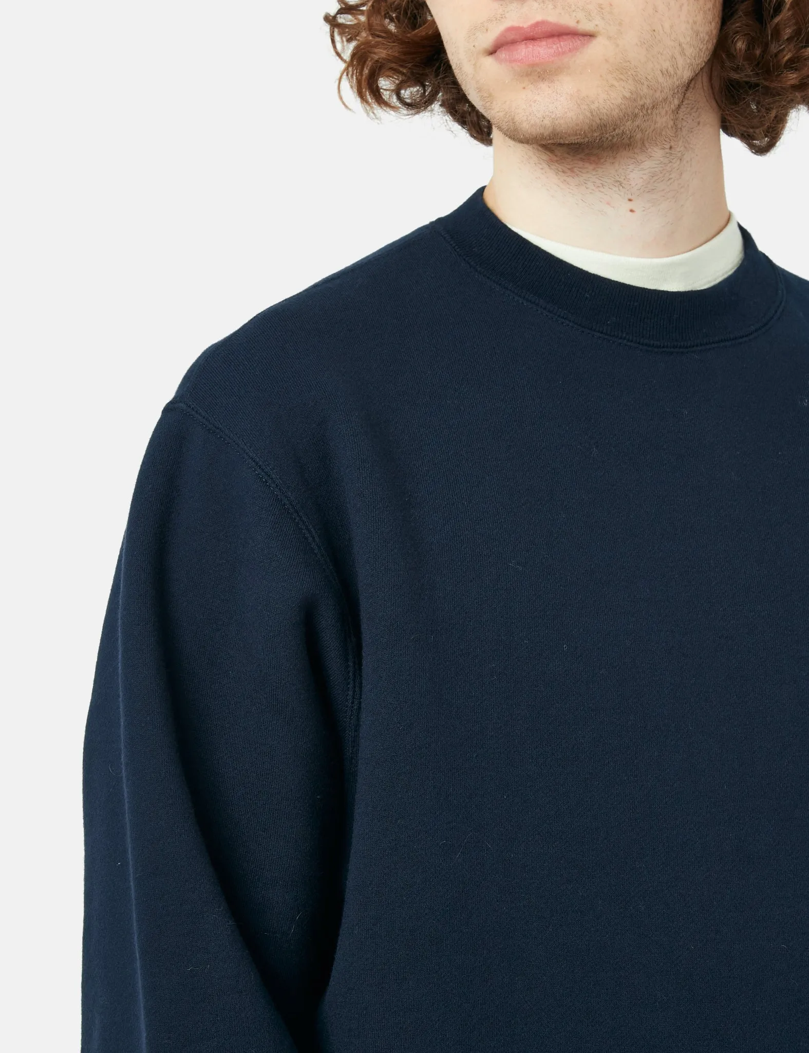 Beams Plus Crew Sweatshirt - Navy Blue