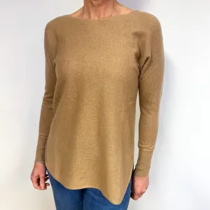 Biscuit Brown Cashmere Crew Neck Jumper Medium