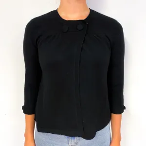 Black 3/4 Sleeved Cashmere Crew Neck Jumper Small