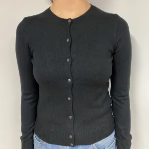 Black Cashmere Crew Neck Cardigan Small