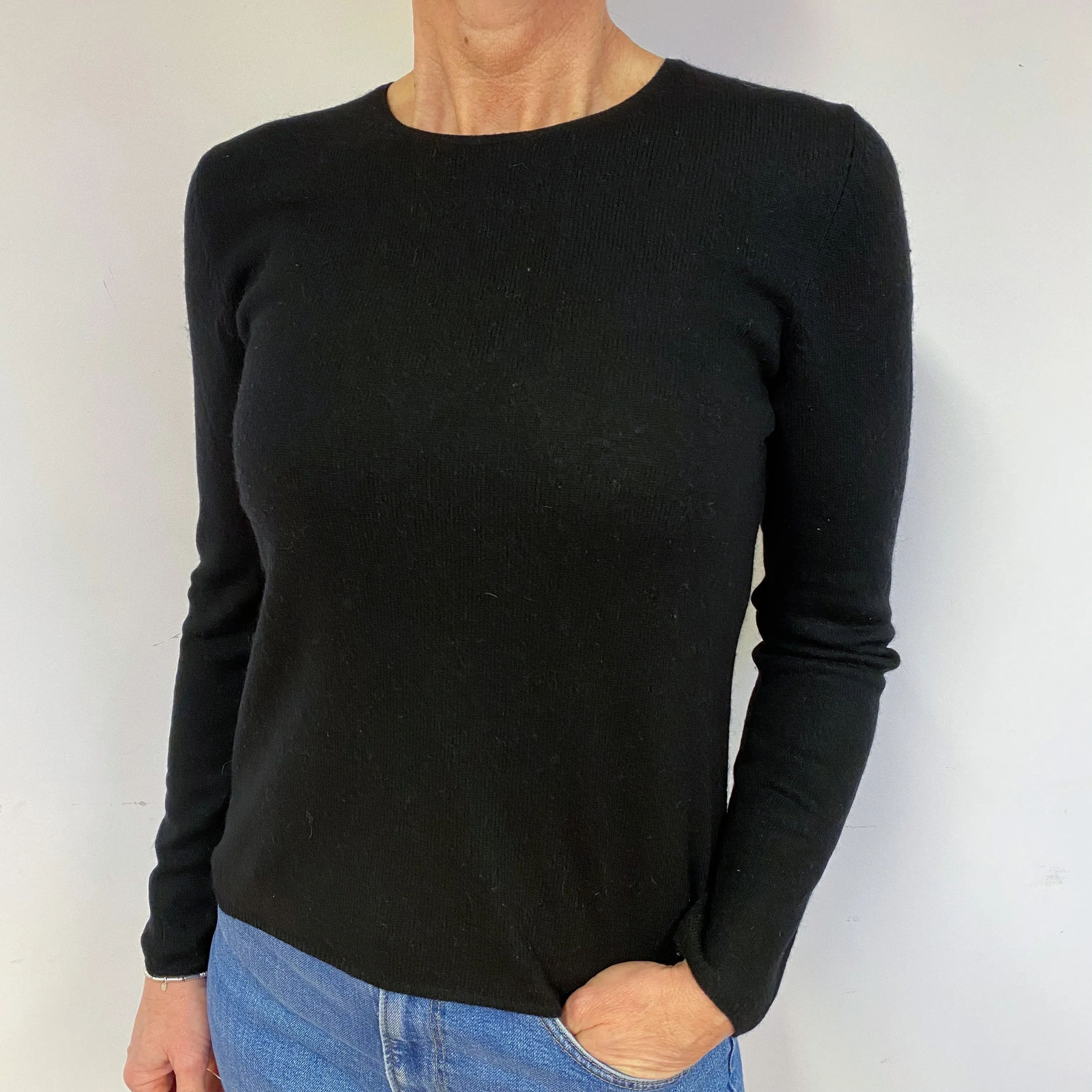 Black Cashmere Crew Neck Jumper Medium/Petite