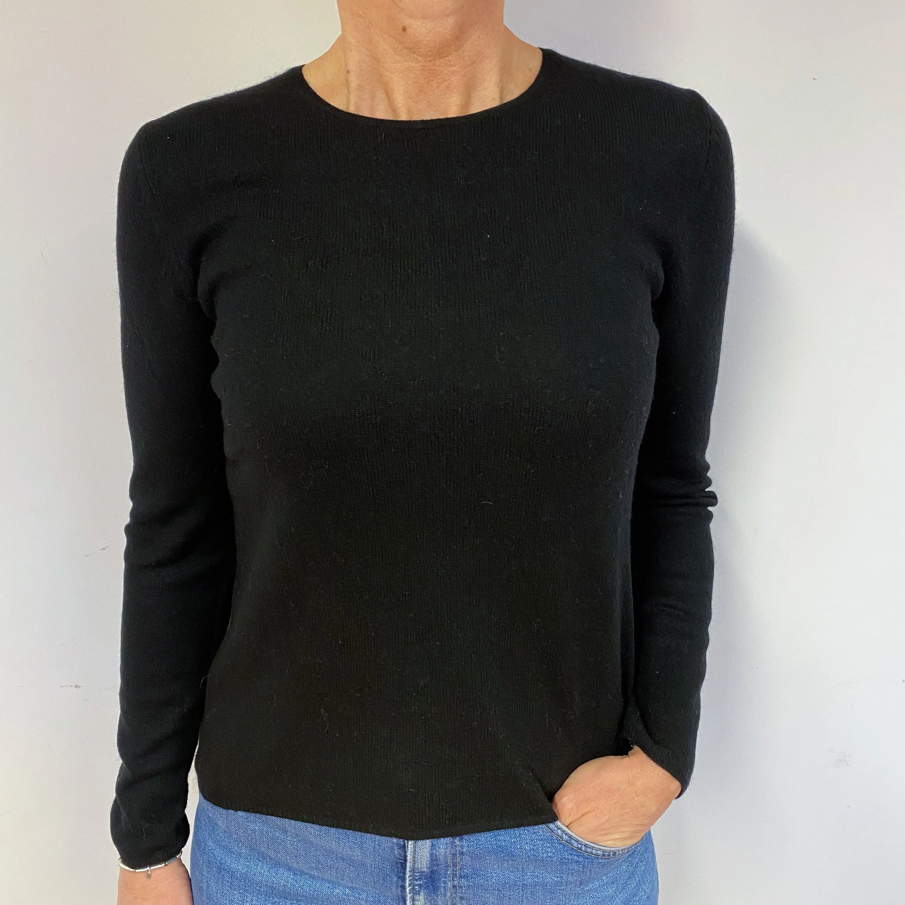 Black Cashmere Crew Neck Jumper Medium/Petite
