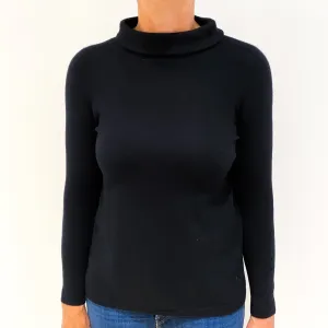 Black Cashmere Polo Neck Jumper Medium Petite