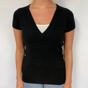 Black Cashmere Short Sleeve Jumper Small