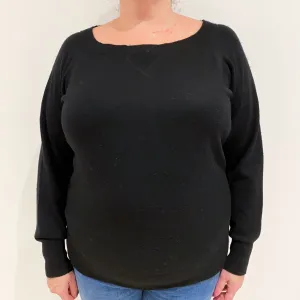 Black Cashmere Slash Crew Neck Jumper Extra Large