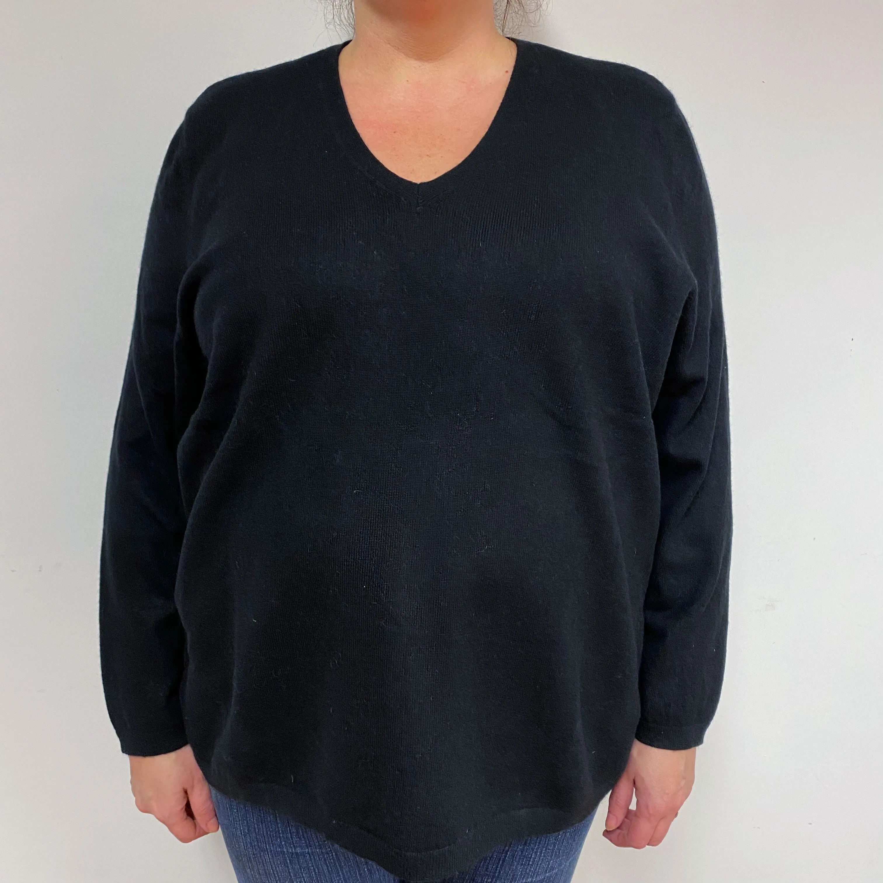 Black Cashmere V-Neck Jumper XXX Large