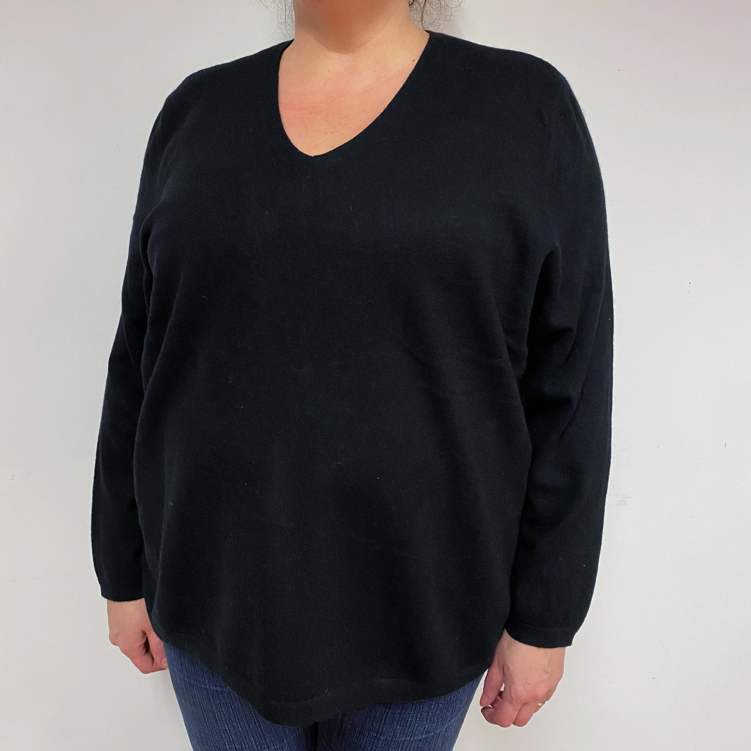 Black Cashmere V-Neck Jumper XXX Large