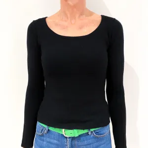 Black Cashmere Wide Crew Neck Jumper Small Petite