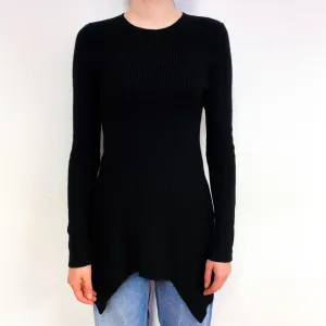 Black Concave Hem Cashmere Crew Neck Jumper Extra Small