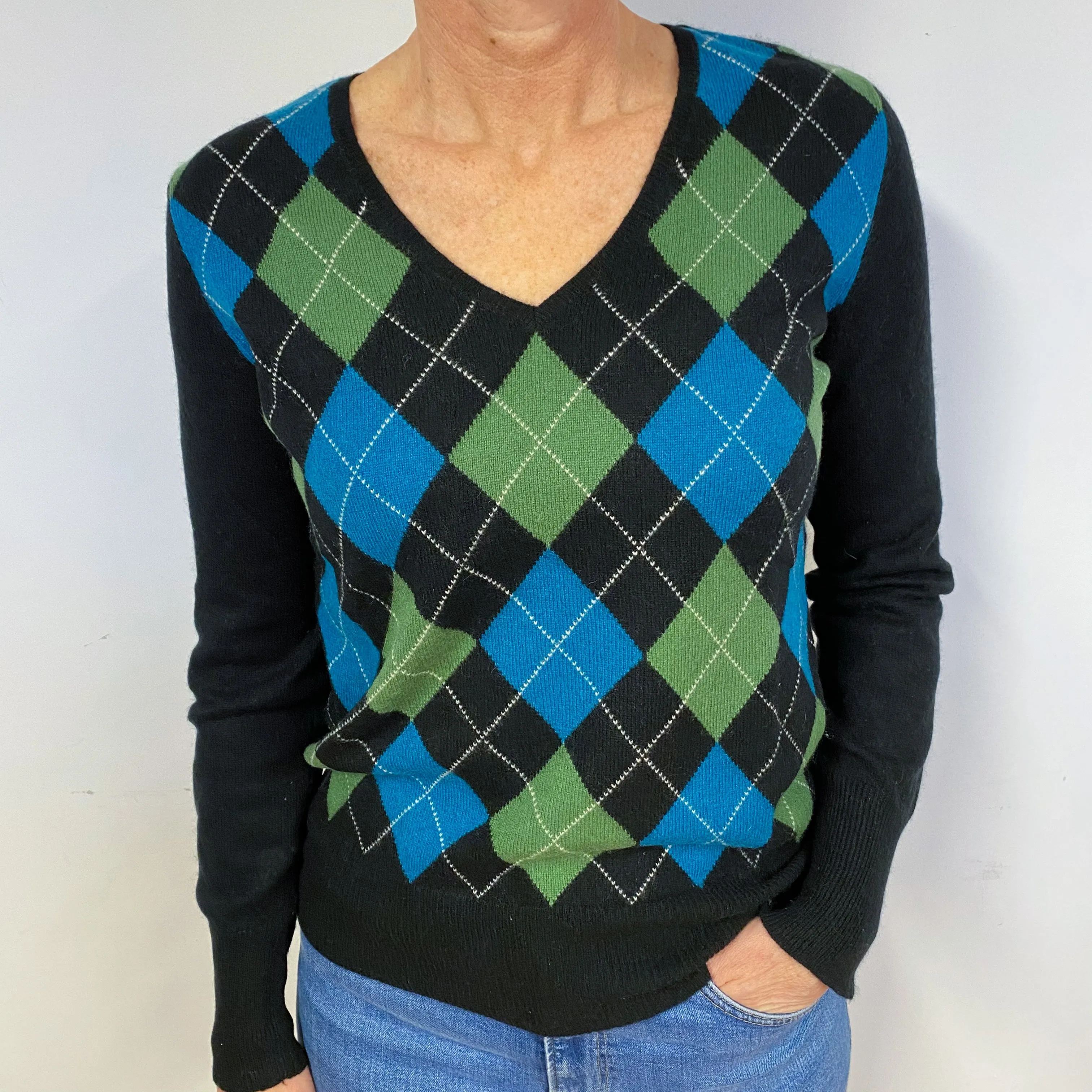 Black Diamond Cashmere V-Neck Jumper Medium