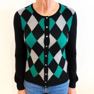 Black Diamond Print Crew Neck Cardigan Medium