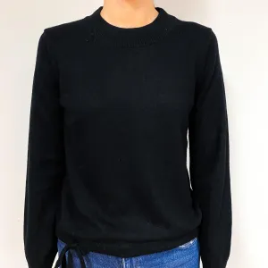 Black Drawstring Cashmere Crew Neck Jumper Extra Small