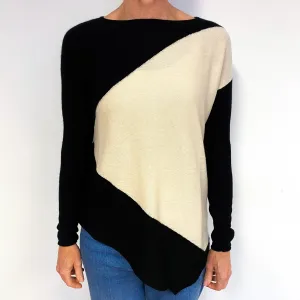Black Ivory Asymmetric Cashmere Boat Neck Jumper Medium