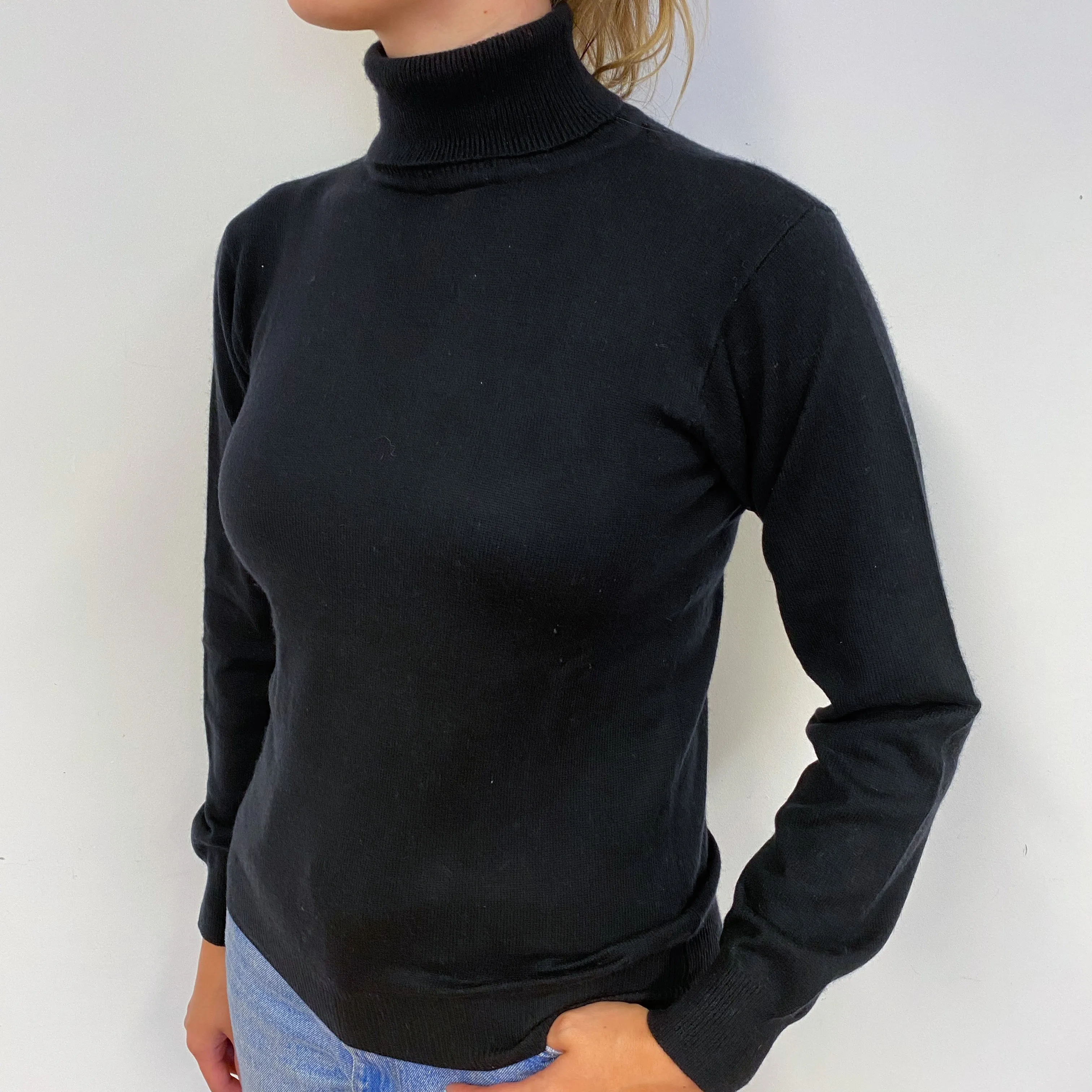 Black Polo Neck Jumper Small
