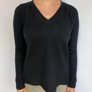 Black Slouchy Cashmere V-Neck Jumper Small