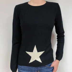 Black Star Cashmere Crew Neck Jumper Extra Small