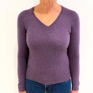 Blueberry Purple Cashmere V-Neck Jumper Medium