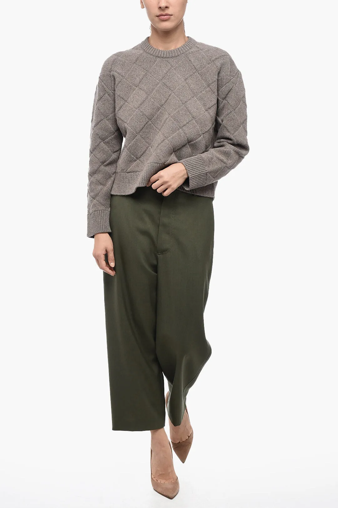 Bottega Veneta Braided Wool Blend Crewneck Jumper