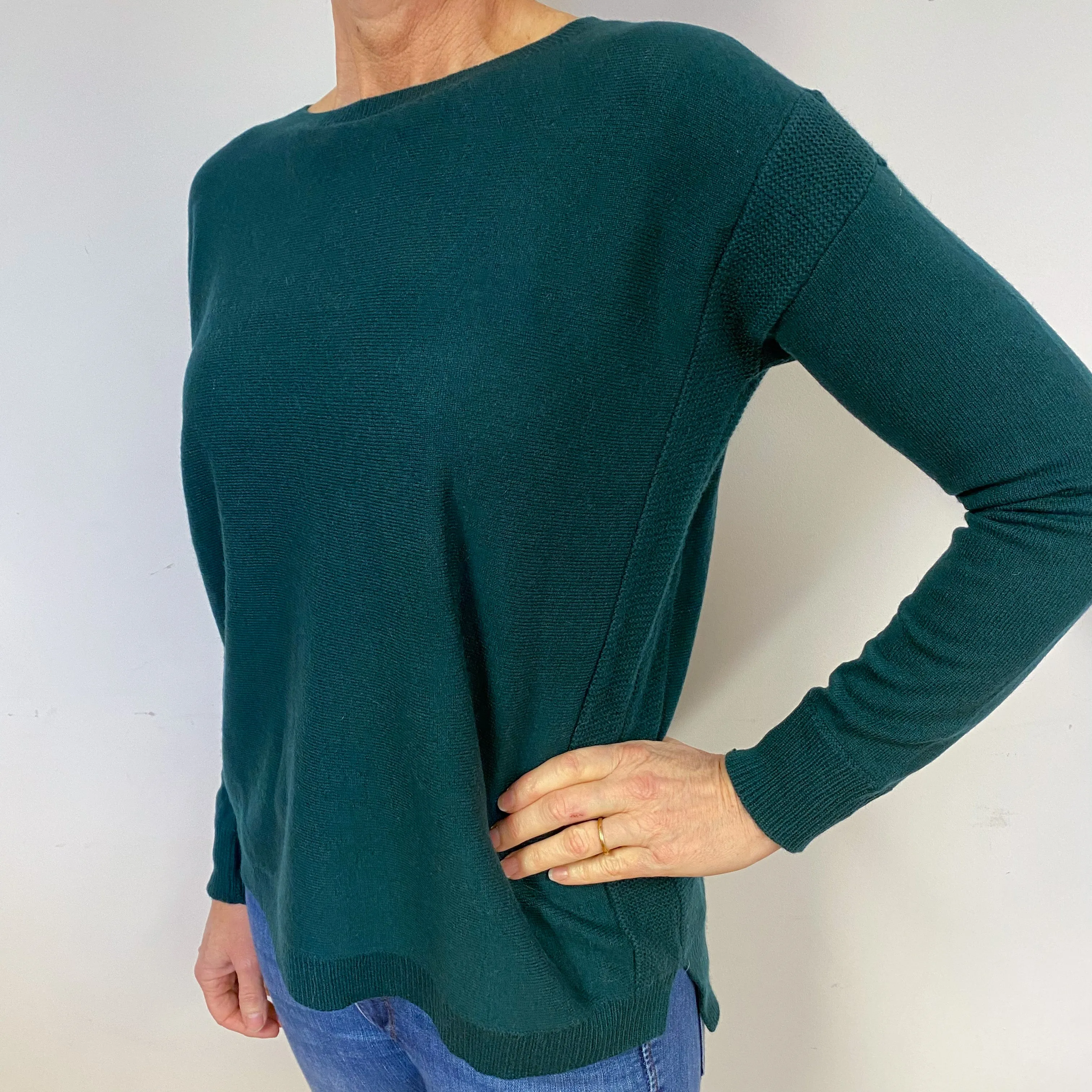 Bottle Green Cashmere Crew Neck Jumper Medium